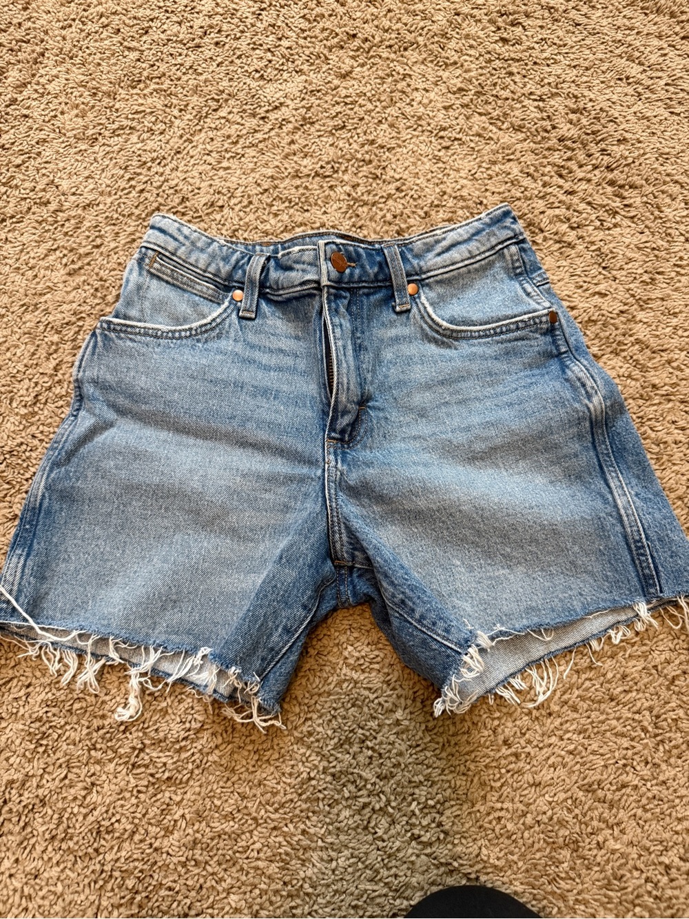 Wrangler Light Blue Frayed Hem Denim Shorts